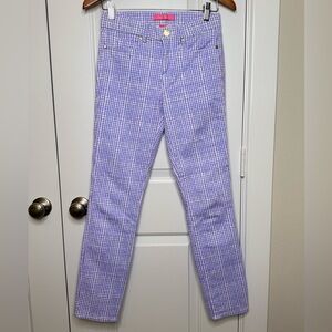 Lilly Pulitzer Purple Straight Leg Jeans with Subtle Pattern
